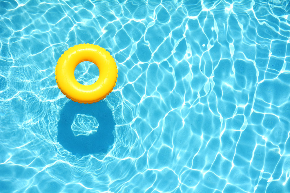 Pool floats in pool water