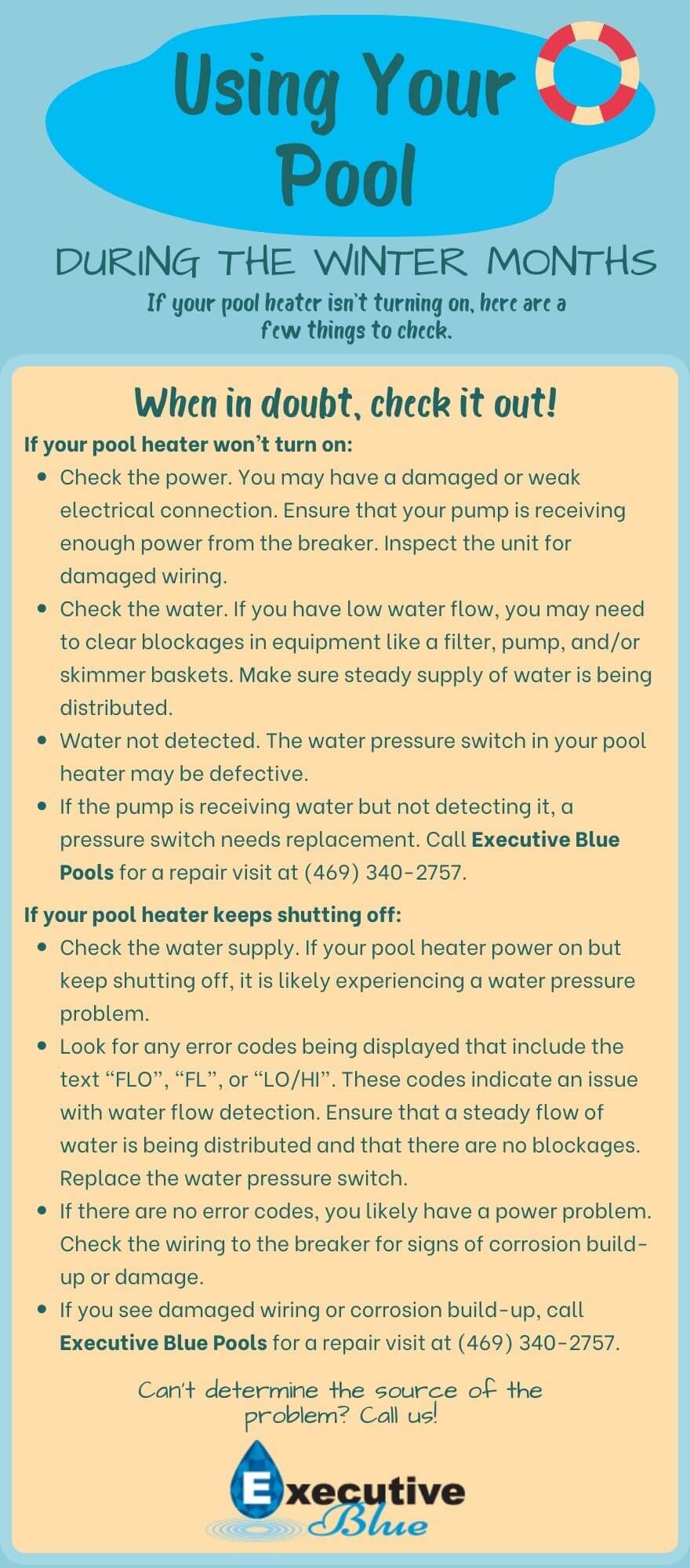pool heater not working infographic